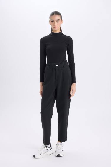 Paperbag Gabardin Kumaş Pantolon Cepli Standart Paça Gabardin Pantolon