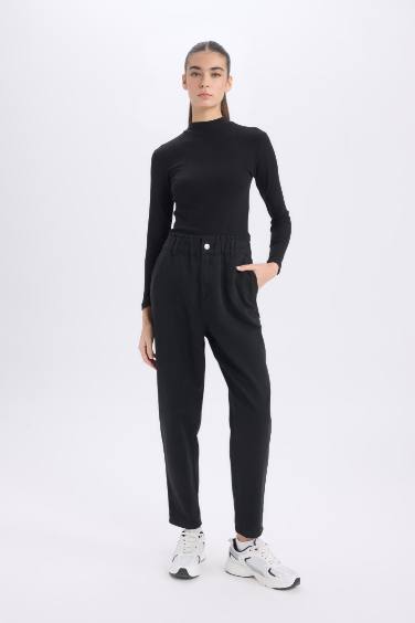 Paperbag Gabardin Kumaş Pantolon Cepli Standart Paça Gabardin Pantolon