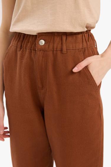 Paperbag Fit With Pockets Gabardine Trousers