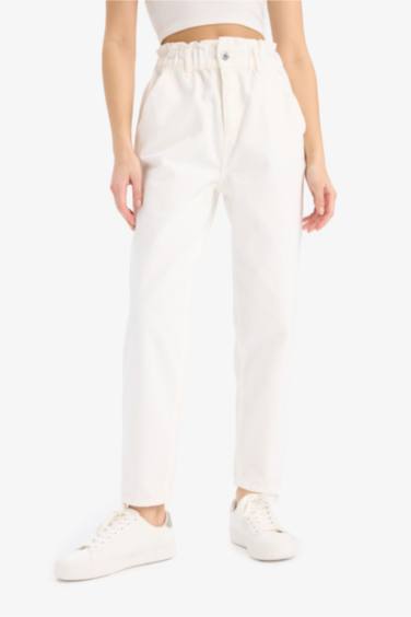 Paperbag Gabardin Kumaş Pantolon Cepli Standart Paça