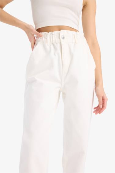 Paperbag Gabardin Kumaş Pantolon Cepli Standart Paça