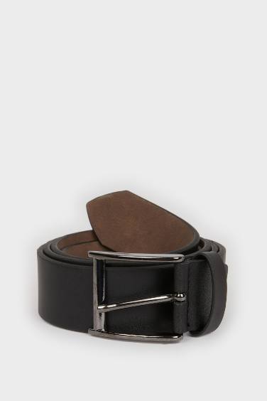 Man Rectangle Clasp Faux Leather Classic Belt