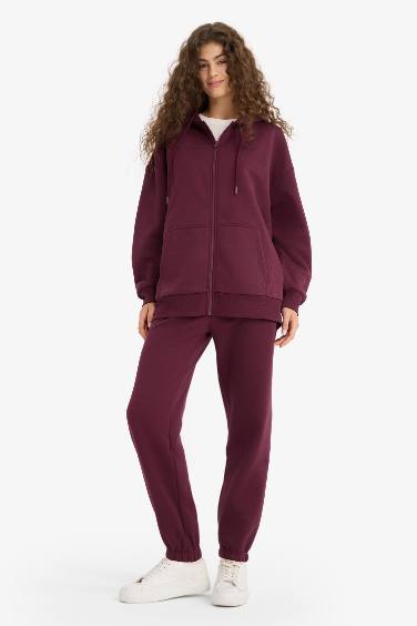 Jogger Fit Elastic Banded Leg Thick Fabric Trousers