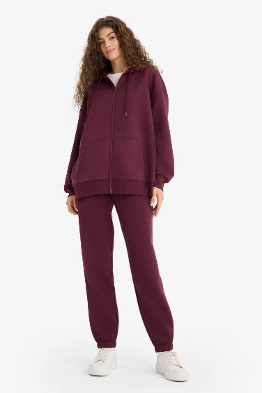 Jogger Fit Elastic Banded Leg Thick Fabric Trousers