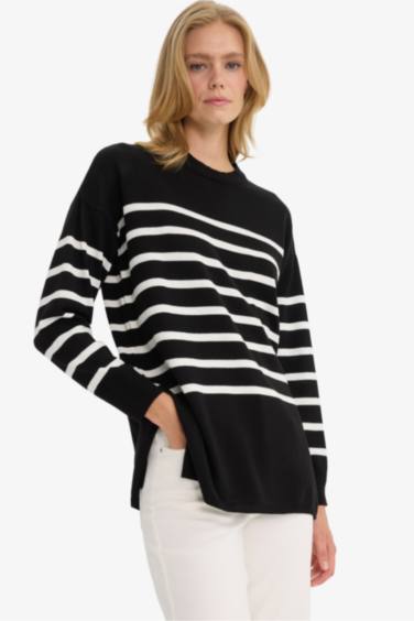 Relax Fit Crew Neck Striped Tunic