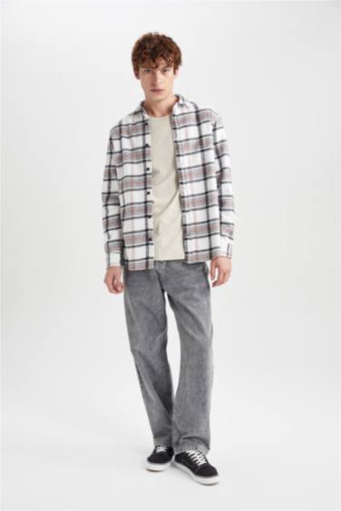 Рубашка стандартного кроя в клетку с длинным рукавом