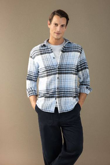Regular Fit Kareli Oduncu Flanel Uzun Kollu Gömlek