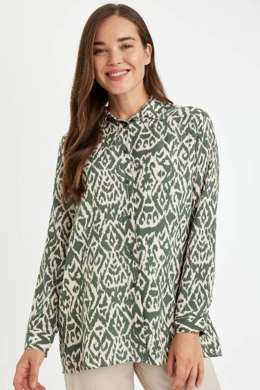 Loose Fit Patterned Shirt Tunic