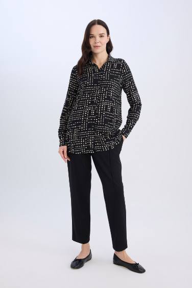 Loose Fit Desenli Uzun Kollu Gömlek Tunik