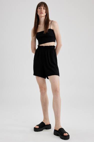 Paperbag Fit Viscose High waist Wide Leg Shorts