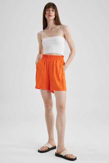 Paperbag Fit Viscose High waist Wide Leg Shorts