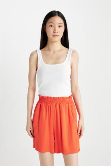 Short Paperbag en Belmando à Taille Haute et Jambe Large