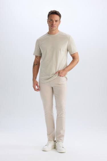 Pantalon Slim en Toile Chino à Jambe Étroite