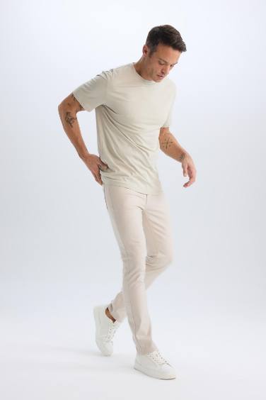 Pantalon Slim en Toile Chino à Jambe Étroite