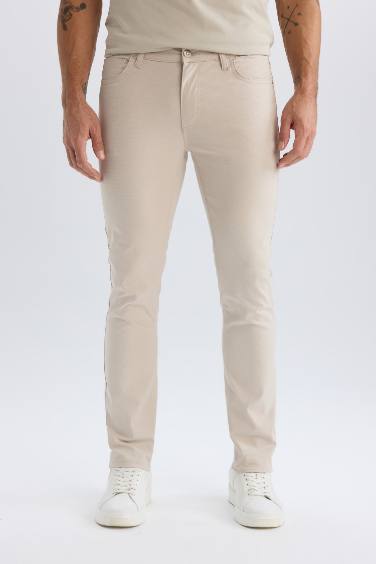 Pantalon Slim en Toile Chino à Jambe Étroite