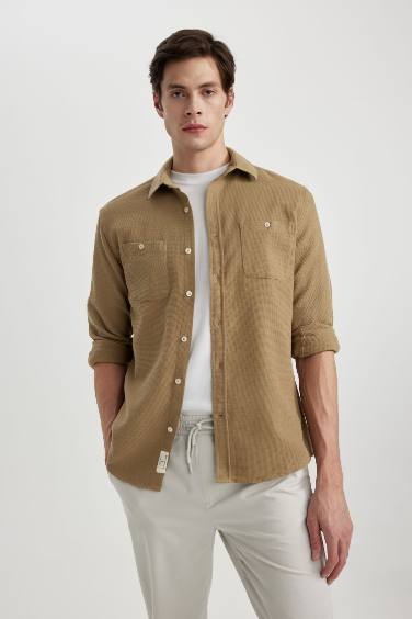 Modern Fit Polo Collar Long Sleeve Shirt