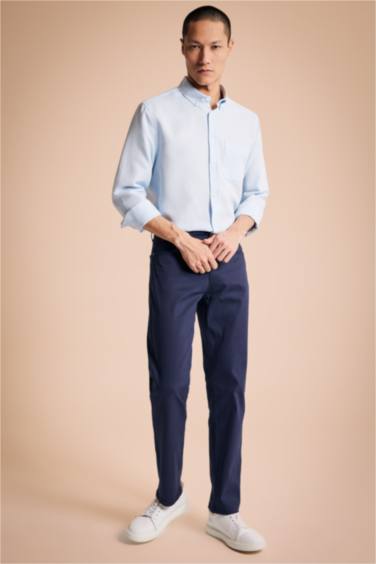 түймелі поло жағасы Ұзын жеңді көйлек