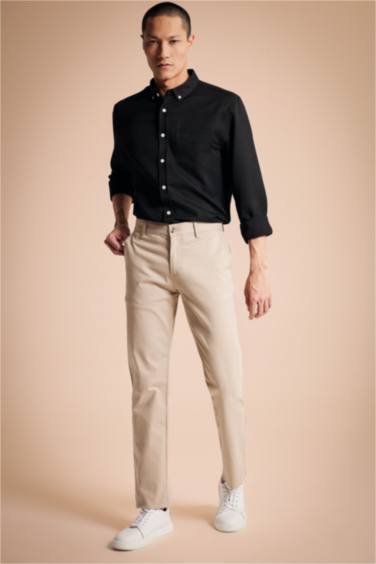 түймелі поло жағасы Ұзын жеңді көйлек