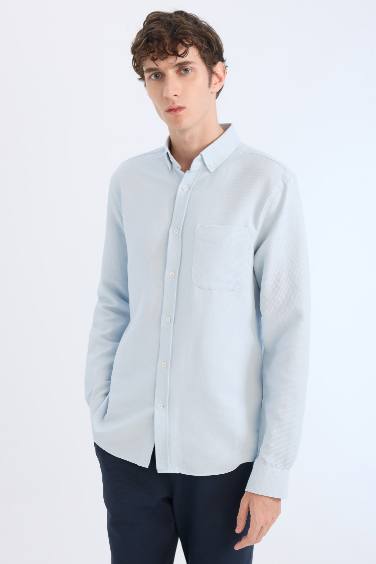 Chemise Slim boutonnée à manches longues et à col polo