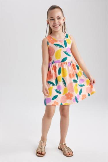 Girl Patterned Sleeveless Dress