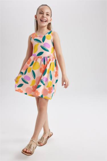 Girl Patterned Sleeveless Dress