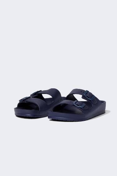 Boy Eva Double Band Buckle Indoor Slippers