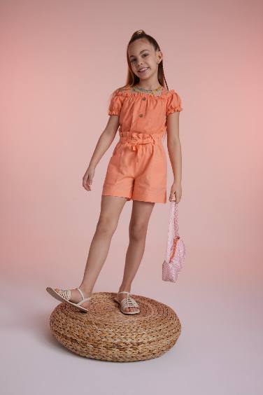 Chemisier à manches courtes avec bretelles pour fille