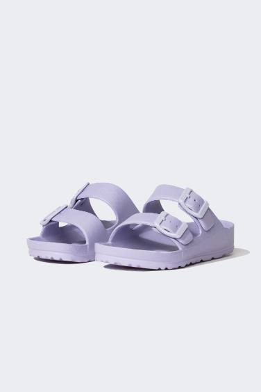 Girls Eva Double Band Buckled Slippers