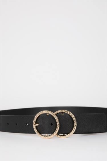 حزام نسائي جلد صناعي ببكلة بيضاوية