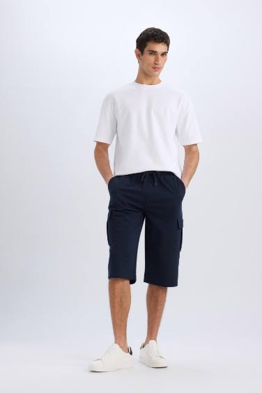 شورت طويل كارجو بيزك سليم فيت بجيب