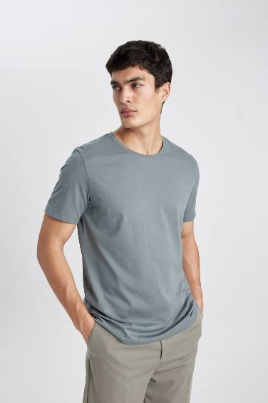 Regular Fit Crew Neck Short Sleeve Basic T-Shirt