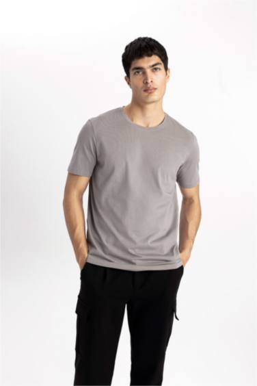 Regular Fit Crew Neck Cotton Short Sleeve T-Shirt