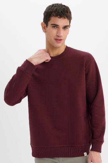 Oversize Fit Crew Neck Thick Basic Sweatshirt