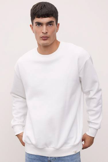 Oversize Fit Crew Neck Thick Basic Sweatshirt