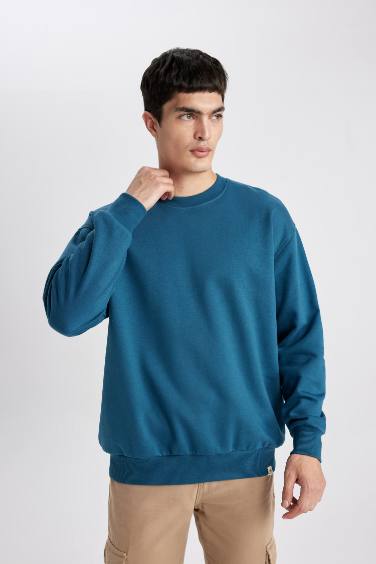 Oversize Fit Bisiklet Yaka Basic Sweatshirt