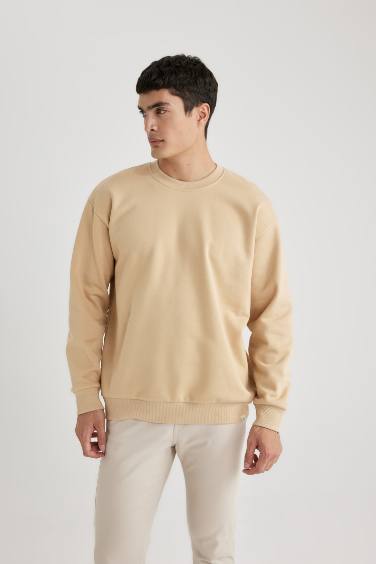 Oversize Fit Bisiklet Yaka Basic Sweatshirt