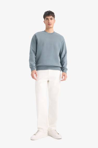 سويت شيرت بيزك سادة قصة مريحة وبطانة ناعمة