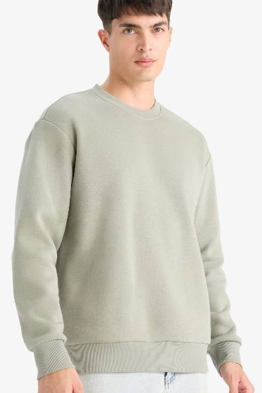 Relax Fit Crew Neck Thick Basic Sweatshirt
