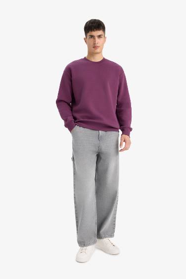 سويت شيرت تقيل قصة مريحة برقبة مستديرة