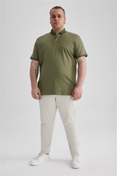 Slim Fit Polo Neck Short Sleeve Cotton T-Shirt