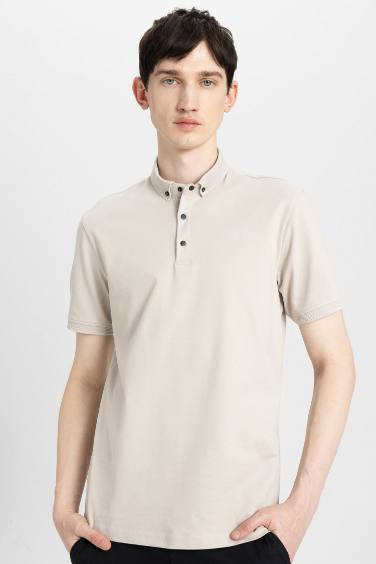 Slim Fit Short Sleeve Basic Polo Shirt