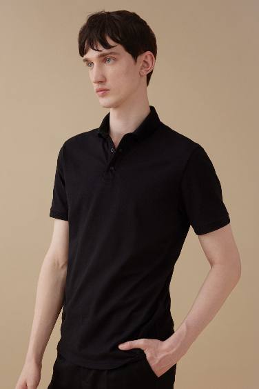 Slim Fit Short Sleeve Basic Polo T-Shirt