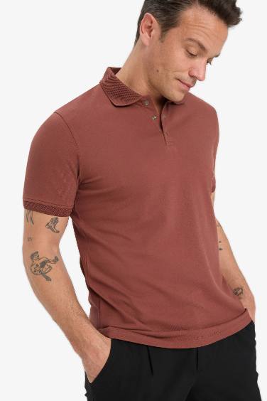 Slim Fit Dar Kesim Kısa Kollu Basic Düz Polo Tişört