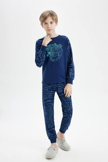 Boy Printed Long Sleeve 2 Piece Pajama Set