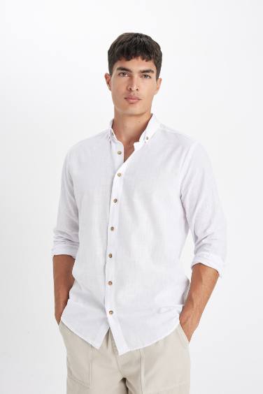 Modern Fit Polo Collar Long Sleeve Shirt