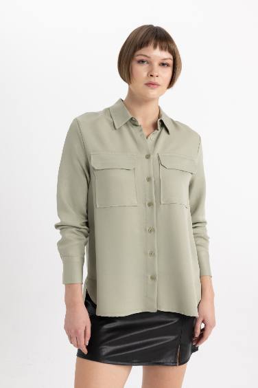 Regular Fit Shirt Collar Long Sleeve Shirt