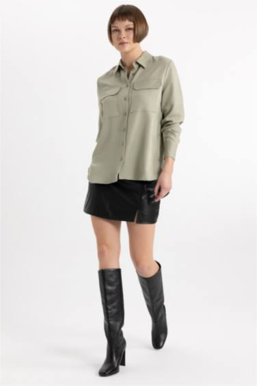 Regular Fit Dokulu Uzun Kollu Gömlek