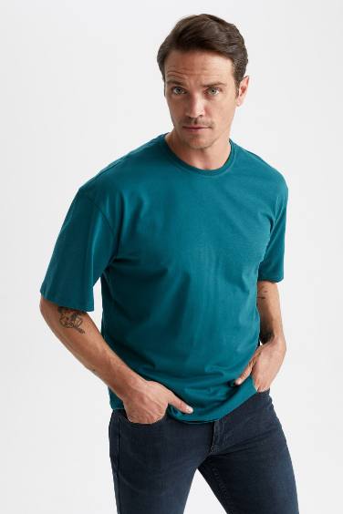 Oversize Fit Crew Neck Short Sleeve Cotton T-Shirt