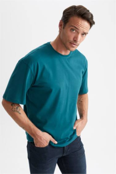Oversize Fit Crew Neck Short Sleeve Cotton T-Shirt