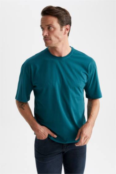 Oversize Fit Crew Neck Short Sleeve Cotton T-Shirt